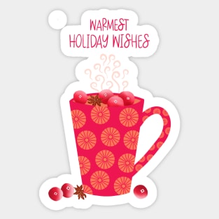 Cozy Winter Mugs & Hot Cranberry Tea Illustration Sticker